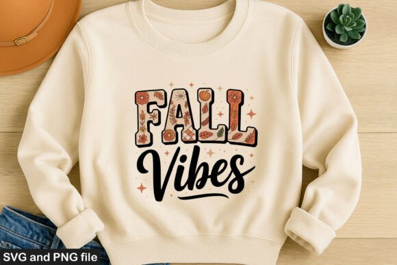 Fall Vibes Quote SVG, PNG: Crafts & Graphics for Editorial Warmth