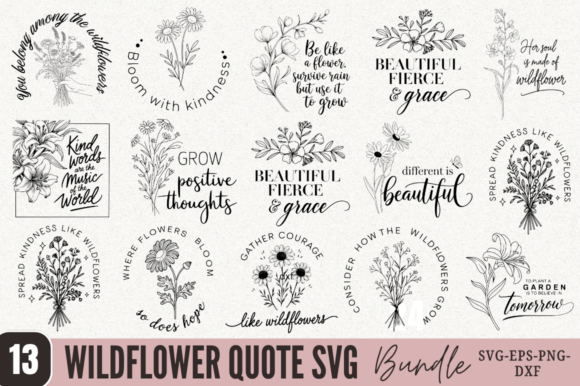Wildflower Quote SVG Bundle: Graphics for Crafts